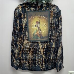 Angry Minnow Vintage Bleach Dyed Flannel Wild Women Dance Between Worlds XL